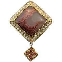 Lacuna Agate Pendant in 14 Karat Gold and Diamonds