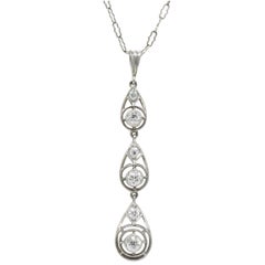 Art Deco 0.40 Carat Diamond Platinum Pendant with Chain