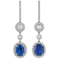 Ceylon Sapphire Drop Earrings, 10.80 Carat