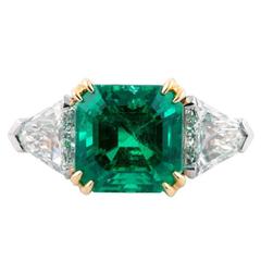 6.18 Carat Colombian Emerald Diamond Gold Platinum Ring 7