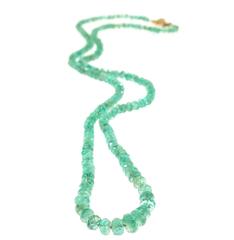 Green Emerald Graduated Bead Gold Necklace