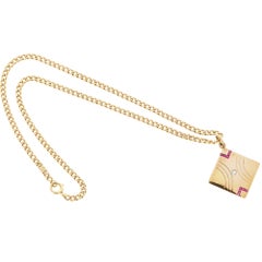  Ruby Diamond Gold Pendant Necklace