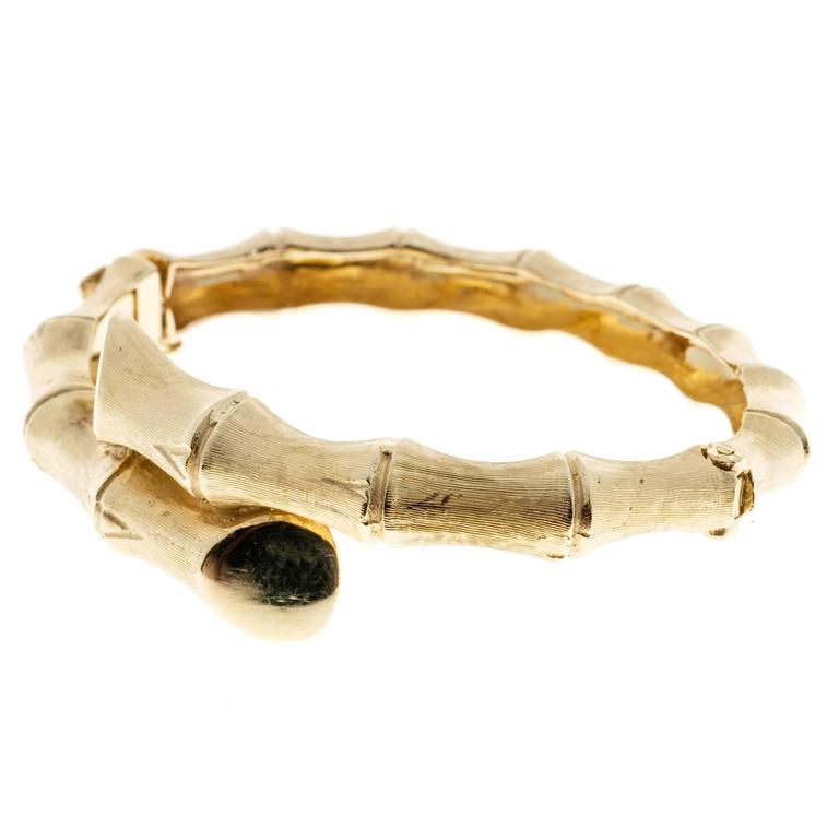 Gold Byp Bamboo Bangle For At 1stdibs Gold Byp Bamboo Bangle For