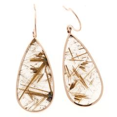 Peter Suchy Rutile Quartz Crystal Pink Gold Dangle Earrings 4