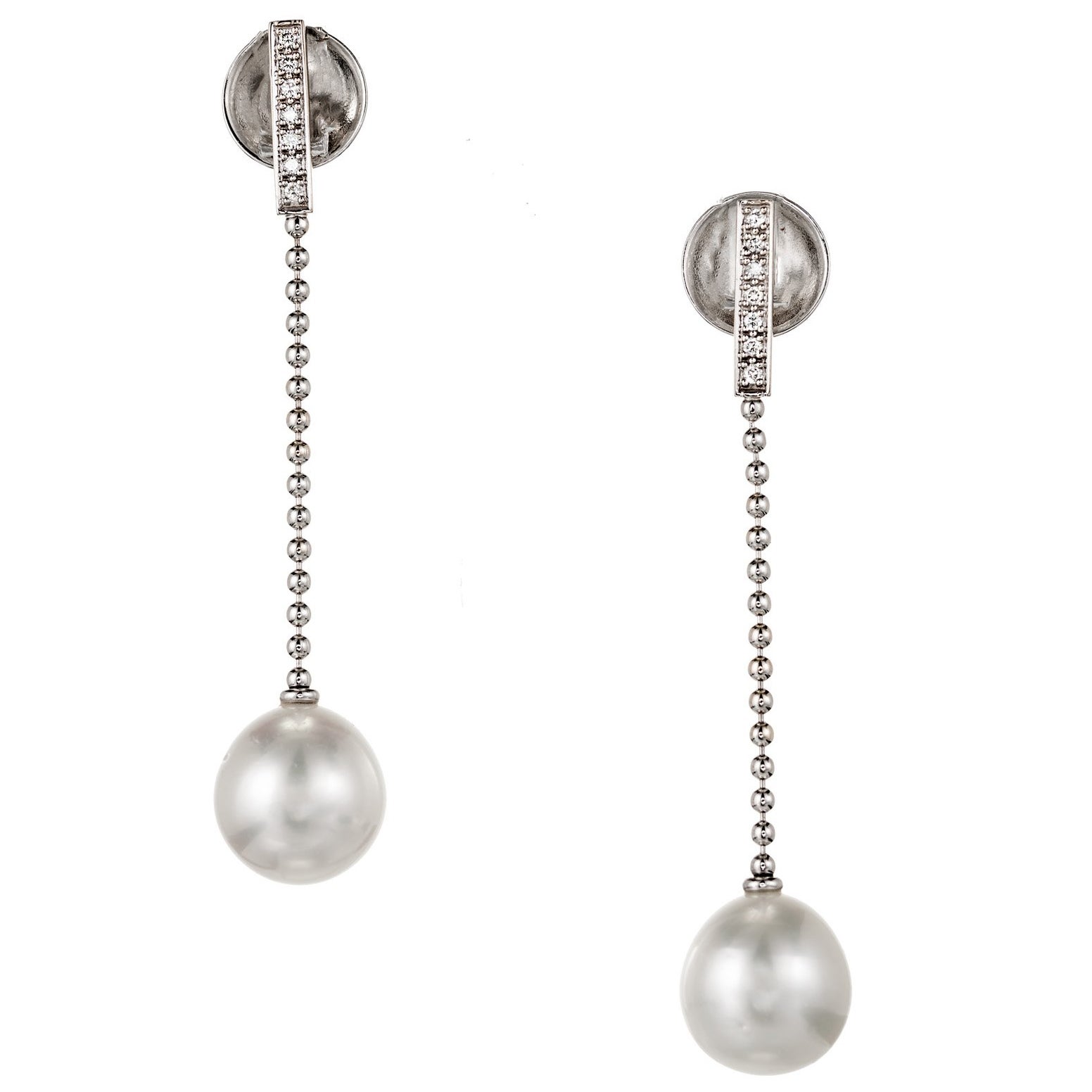 South Sea Pearl Diamond Gold Dangle Earrings For Sale at 1stDibs