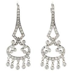 Used Diamond Gold Dangle Chandelier Earrings