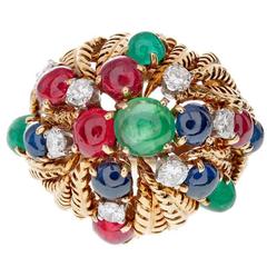 David Webb Tutti Frutti Yellow Gold Ring 8