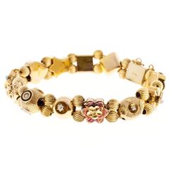Sapphire Pearl Turquoise Diamond Gold Slide Bracelet 8