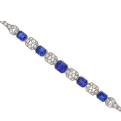 Art Deco Natural Unenhanced Sapphire Diamond Bracelet, circa 1935