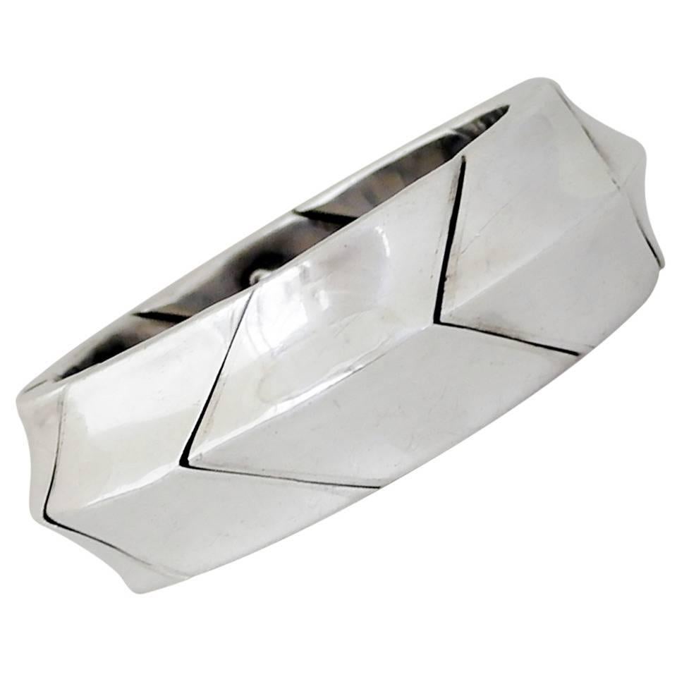 Antonio Pineda .970 Silver Chevron Motif Bracelet For Sale