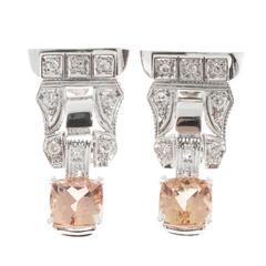 Pink Precious Topaz Diamond Gold Dangle Earrings 3