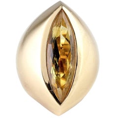 J. Frech Yellow Beryl Gold Cat's Eye Ring