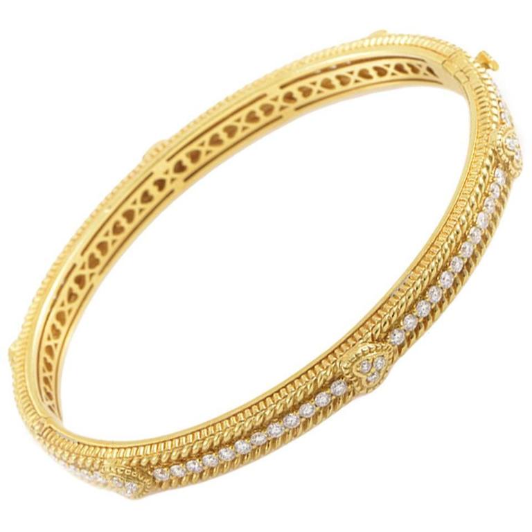 Judith Ripka Gold Bangle Bracelet at 1stdibs