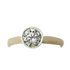 1.28 Ct Diamond and 18 Ct Yellow Gold, 18k White Gold Set Solitaire Ring 6