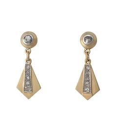1.10Ct Diamond & 18k Yellow Gold Earrings – Art Deco Style - Antique Circa 1920 8