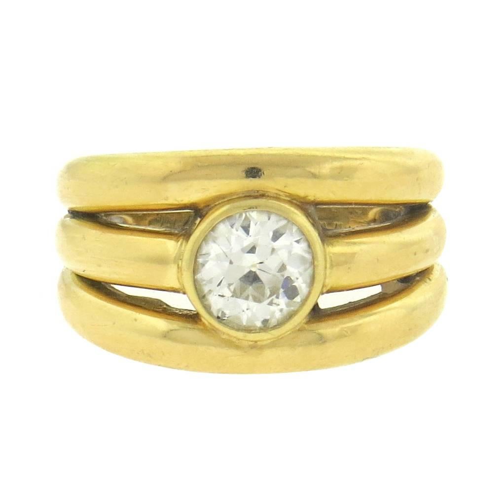 Chaumet France Mid Century Diamond Gold Ring