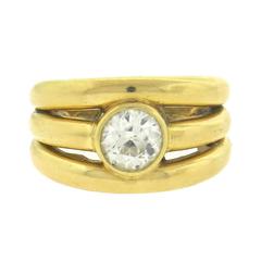 Chaumet France Mid Century Diamond Gold Ring