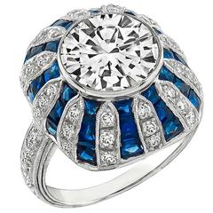 Bague de fiançailles en or avec saphir et diamant de 3,13 carats