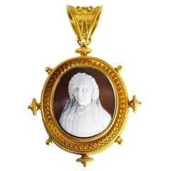 Archaeological Revival Gold and Shell Cameo Pendant-Brooch 3