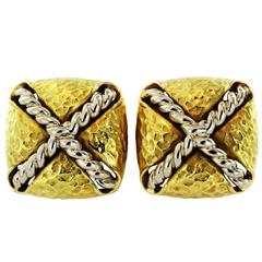 Tiffany & Co. Hammered Finish Gold Clip Earrings 4
