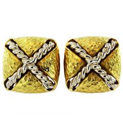 Tiffany & Co. Hammered Finish Gold Clip Earrings