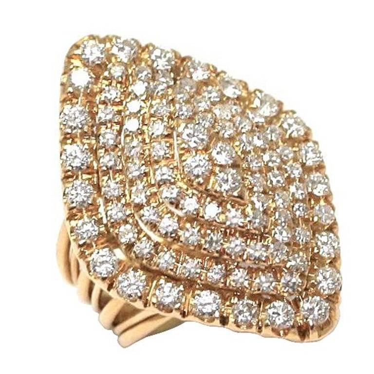 French Diamond Gold Cocktail Ring