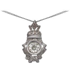 0.84 Ct Diamond and 18 k White Gold Pendant - Antique Circa 1900 2