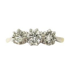 1.01Ct Diamond & 18k Yellow Gold Trilogy Ring - Vintage 1974 4