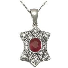 0.78 Ct Ruby and 0.28 Ct Diamond, 18 k White Gold Pendant - Contemporary 7