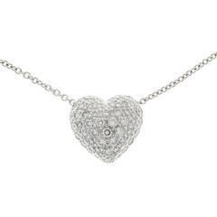 Pave Diamond Platinum Heart Pendant Necklace