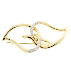 Tiffany & Co. Gold Diamond Open Swirl  Pin