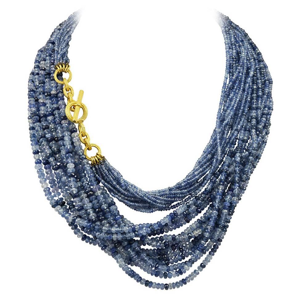Amazing Virginia Witbeck Natural Sapphire Gold Multistrand Necklace