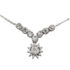 1.99 Ct Diamond and Silver Pendant - Antique Circa 1920 1