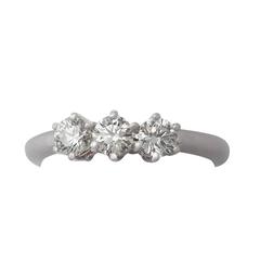 0.84Ct Diamond and 18k White Gold Trilogy Ring - Contemporary Circa 2000 3