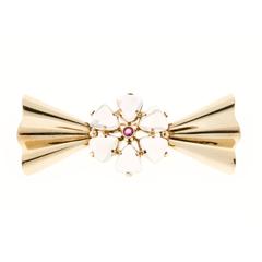 Tiffany & Co. Gem Moonstone and Round Ruby Gold Pin 9