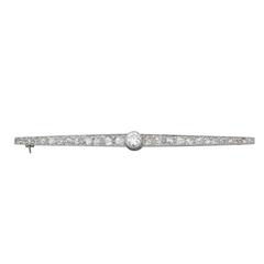 2.96Ct Diamond and 15k White Gold Bar Brooch - Antique Circa 1900 12