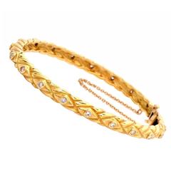 Diamond Gold Heavy Bangle Bracelet