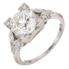 2.33 Carat Diamond Transitional Cut Art Deco Platinum Engagement Ring