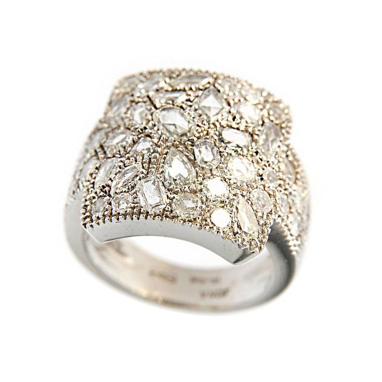 Jona Diamond Pave Gold Bombe Ring For Sale at 1stdibs