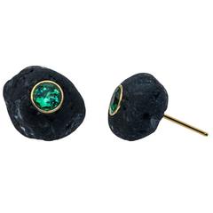 Tourmaline Gold Pebble Earrings