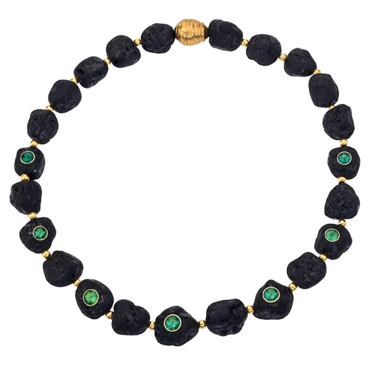 Tourmaline Gold Collier Necklace For Sale