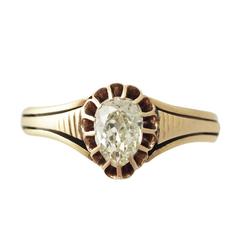 Victorian 1880s Pear Cut 0.98 Carat Diamond and 15k Yellow Gold Solitaire Ring 9