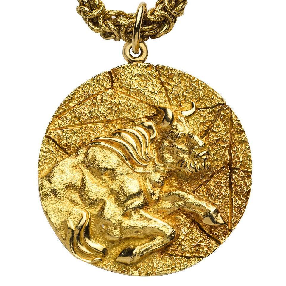 Tiffany and Co. Gold Taurus Pendant Necklace at 1stdibs