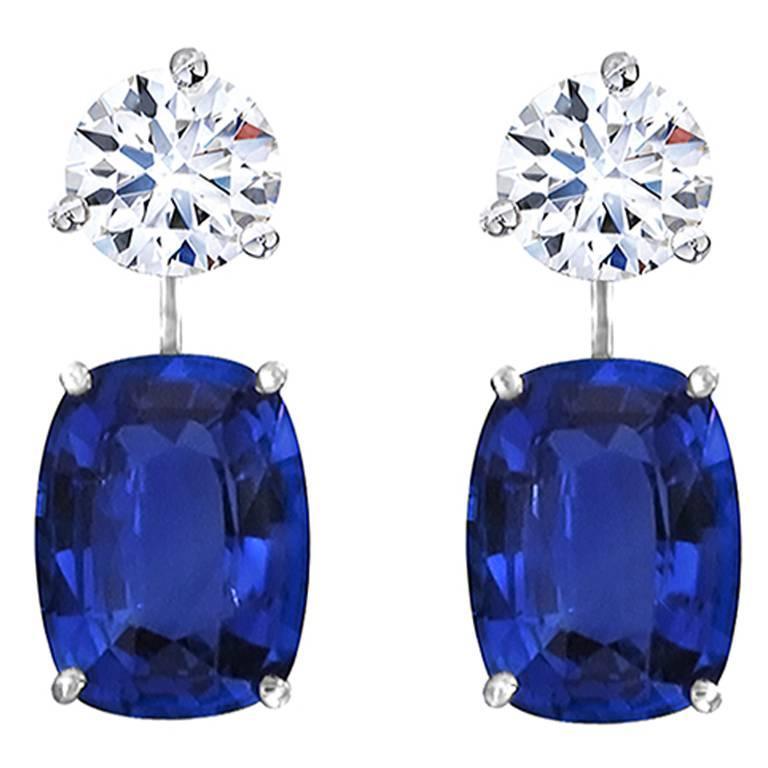 Natural Sapphires Drop Earrings For Sale at 1stdibs