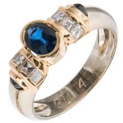 Oval Cabochon Sapphire Square Diamond Gold Engagement Ring 11