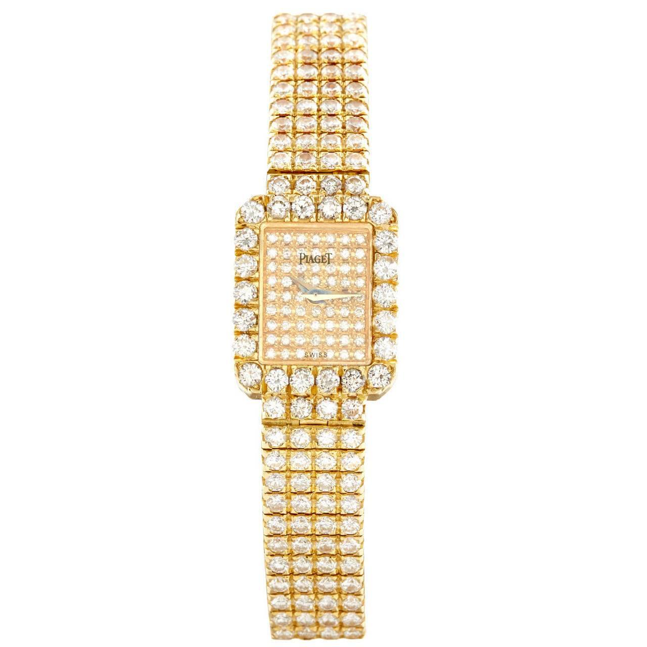 Piaget Lady's Yellow Gold Diamond Pave Wristwatch