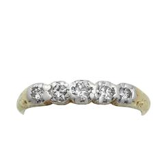 0.30Ct Diamond and 14k Yellow Gold, Five Stone Ring - Antique Circa 1920 10