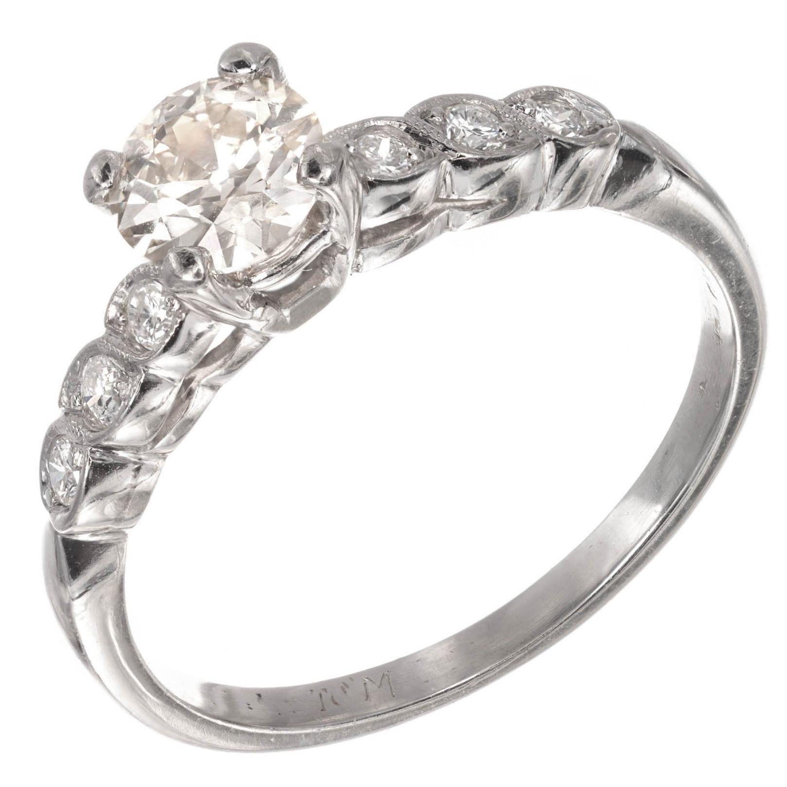 GIA Certified .59 Carat Old European Diamond Platinum Engagement Ring