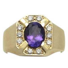 3.35 Carat Tanzanite & Diamond Yellow Gold Cocktail Ring 11