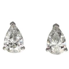 1.15Ct Pear Cut Diamond and Platinum Stud Earrings - Contemporary Circa 2000 3